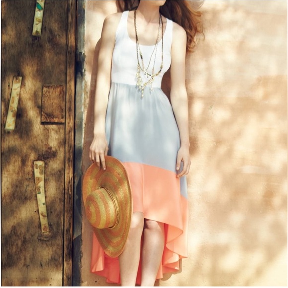 Anthropologie Hutch Capay colorblock high low dress in XS - white pink and blue - Picture 2 of 8